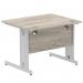 Impulse 1000 x 800mm Straight Desk Grey Oak Top Silver Cable Managed Leg I003531 65160DY