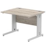 Impulse 1000 x 800mm Straight Desk Grey Oak Top Silver Cable Managed Leg I003531 65160DY