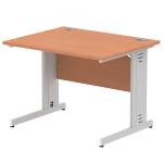 Impulse 1000 x 800mm Straight Desk Beech Top Silver Cable Managed Leg I003536 65167DY