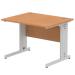 Impulse 1000 x 800mm Straight Desk Oak Top Silver Cable Managed Leg I003538 65181DY