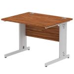 Impulse 1000 x 800mm Straight Desk Walnut Top Silver Cable Managed Leg I003539 65188DY