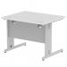 Impulse 1000 x 800mm Straight Desk White Top Silver Cable Managed Leg I003540 65195DY