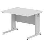 Impulse 1000 x 800mm Straight Desk White Top Silver Cable Managed Leg I003540 65195DY