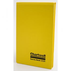 Chartwell Survey Field Book Weather Resistant 130x205mm Plain with 2 Red Centre Lines 160 Pages Yellow 2026Z 65230EX