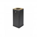 Alba Recycling Bin 50L Steel For Plastic Black With Yellow Circular Hole Lid H73xW31xD31cm - PBCORBN J 65848AL