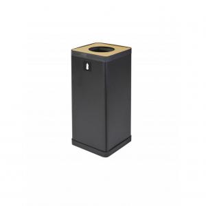 Alba Recycling Bin 50L Steel For Plastic Black With Yellow Circular