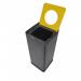 Alba Recycling Bin 50L Steel For Plastic Black With Yellow Circular Hole Lid H73xW31xD31cm - PBCORBN J 65848AL