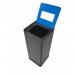 Alba Recycling Bin 50L Steel For Paper Black With Blue Oblong Hole Lid H73xW31xD31cm - PBCORBN B 65855AL