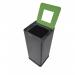 Alba Recycling Bin 50L Steel Black With Green Square Hole Lid H73xW31xD31cm - PBCORBN V 65862AL