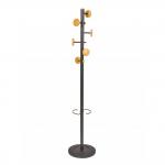 Alba Coat Stand 6 Pegs Plus 3 Mini Pegs Wood And Steel H175cm Black - PMMUSIC N 65869AL