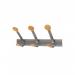 Alba Wall Coat Hooks 3 Double Pegs Silver Grey SteelLight Wood L46xW18x12cm - PMV3 65883AL