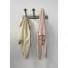 Alba Wall Coat Hooks 3 Double Pegs Silver Grey SteelLight Wood L46xW18x12cm - PMV3 65883AL