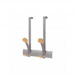 Alba Coat Hooks 2 Double Pegs Silver Grey SteelLight Wood L36.7xW30x15cm - PMV2P 65890AL