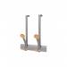 Alba Coat Hooks 2 Double Pegs Silver Grey SteelLight Wood L36.7xW30x15cm - PMV2P 65890AL