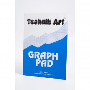 Technik Art A4 Graph Pad 1 and 5 and 10mm Blue Lines 70gsm 40 Sheets