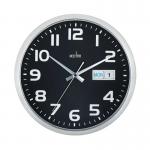 Acctim Supervisor Quartz Wal Clock With Day and Date Display 320mm Diameter Chrome and Black - 21023 66884AT