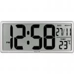Acctim Date Keeper Jumbo LCD Digital Wall or Desk Clock With Autoset Silver - 22357 66898AT