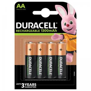 Duracell AA Rechargeable Batteries 1300mAh Pack 4 - DURHR6B4-1300SC