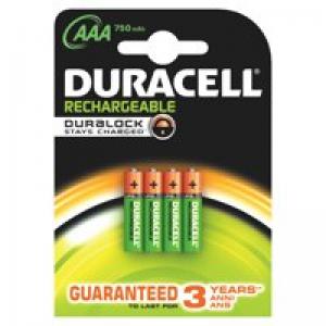 Duracell AAA Rechargeable Batteries 750mAh Pack 4 - DURHR03B4-750SC