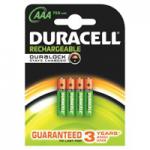 Duracell AAA Rechargeable Batteries 750mAh (Pack 4) - DURHR03B4-750SC 67082AA