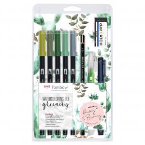 Click to view product details and reviews for Tombow Greenery Themed Watercolouring Set With 10 Items Wcs Gr.