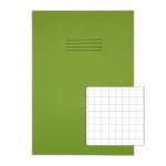 Rhino A4 Plus Exercise Book Green S10 Squared 80 (Pack 50) VDU080-328 68100VC