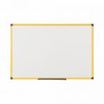 Bi-Office Ultrabrite Magnetic Lacquered Steel Whiteboard Yellow Aluminium Frame 900x600mm MA0315177 68545BS