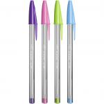 Bic Cristal Fun Ballpoint Pen 1.6mm Tip 0.42mm Line Lime Green/Pink/Purple/Turquoise (Pack 20) - 895793 68681BC