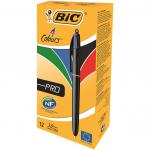 Bic 4 Colours Pro Ballpoint Pen 1mm Tip 0.32mm Line Black Barrel Black/Blue/Green/Red Ink (Pack 12) - 982869 69101BC