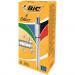 Bic 4 Colours Shine Ballpoint Pen 1mm Tip 0.32mm Line Silver Barrel Black/Blue/Green/Red Ink (Pack 12) - 919380 69402BC