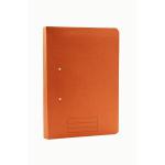 This photo features Exacompta Transfer and Pocket Transfer Files, specifically the Pocket Spring File in Manilla Foolscap 285gsm Orange. The pack contains 25 files. The files are vibrant and eye-catching, with a spring mechanism for easy access and organization.