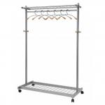 Alba Lux Mobile Garment Rack Silver Grey and Wood - Supplied with 6 Hangers - PMLUX6 70013AL