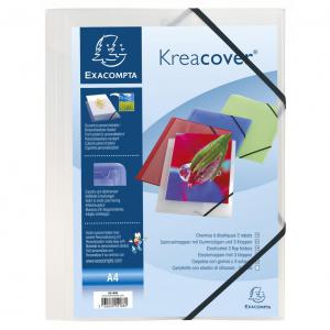 Exacompta Kreacover Elasticated 3 Flap Folder Frosted Pack 5 - 55188E