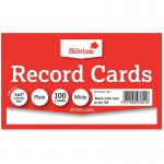 The photograph shows a set of ValueX record cards, plain in design and measuring 127x76mm. The cards are white in color and come in a pack of 100. Each card is neatly organized in a card indexing system for easy storage and access.