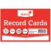 The picture shows a pack of 100 ValueX Record Cards, each measuring 152x102mm and in plain white color. The cards are designed for card indexing and have the brand name ValueX printed on them.