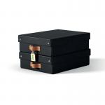 Leitz Puro Storage Box with Lid Medium Low 8L Black 100% Recycled Card Pack of 2 - 61480095 70937AC