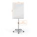 The image showcases a sleek and modern silver mobile flipchart easel from ACCO Brands. The easel is made of glass and is 700x1000mm in size. It features a magnetic surface, making it perfect for presentations and brainstorming sessions. The easel is equipped with a flipchart pad and can be easily moved around thanks to its mobility. Its simple yet stylish design makes it a great addition to any office or meeting room.