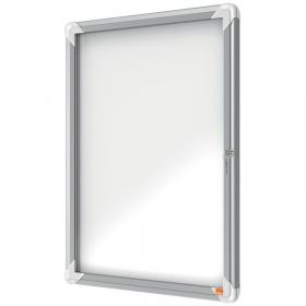 Nobo Premium Plus Outdoor Lockable Magnetic Whiteboard Display Case Aluminium Frame 4 x A4 White 494x668mm 1902577 72017AC