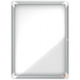 Nobo Premium Plus Outdoor Lockable Magnetic Whiteboard Display Case Aluminium Frame 4 x A4 White 494x668mm 1902577 72017AC