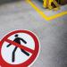 Durable Adhesive ISO Pedestrians Prohibited Sign Safety Floor Sticker 43cm - 173203 72659DR