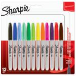 Sharpie Permanent Marker Fine Tip 0.9mm Line Assorted Colours (Pack 12) - 2065404 72899NR