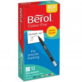 Berol Color Fine Fibre Tip Colouring Pen 0.6mm Line Assorted Colours (Pack 12) - 2057599 72913NR