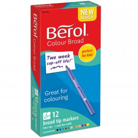 Berol Color Broad Fibre Tip Colouring Pen 1.2mm Line Assorted Colours (Pack 12) - 2057596 72920NR