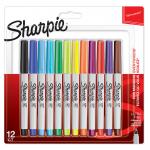 Sharpie Permanent Marker Ultra Fine Tip 0.5mm Line Assorted Colours (Pack 12) - 2065408 72955NR