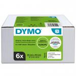Dymo LabelWriter Shipping Label or Name Badge 54x101mm 220 Labels Per Roll White (Pack 6) - 2093092 73004NR