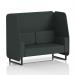 Brixworth Charcoal 2 Seater Open Booth with Black Legs in Rivet Fabric Panels and Sofa - SF002073 73730DY