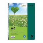 Forever A4 Wirebound Hard Cover Notebook Recycled Ruled 120 Pages Green (Pack 5) 74096EX
