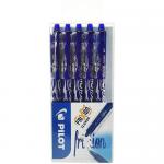 Pilot FriXion Clicker Erasable Retractable Gel Rollerball Pen 0.7mm Tip 0.35mm Line Blue (Pack 5) 75825PT