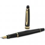 Waterman Expert Fountain Pen Black/Gold Barrel Blue Ink Gift Box - S0951660 76031NR