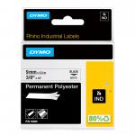 Dymo Rhino Industrial Permanent Polyester 9mmx5.5m Black on White 18482 76619NR